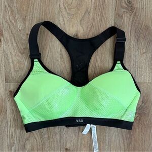 VSX Victoria’s Secret Sports Bra Neon Lime Shimmer Racerback Size 34C Like New